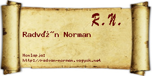 Radván Norman névjegykártya